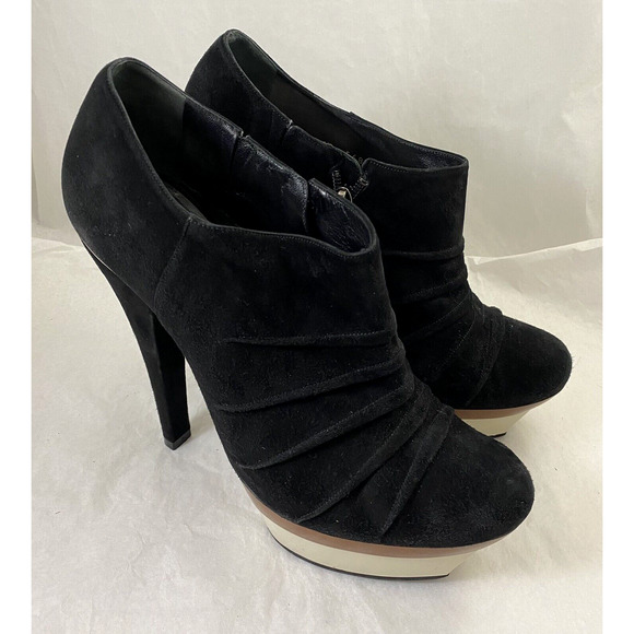 Barbara Bui Platform Pump Boot Bootie Black Platform Pleated Slim Heel Z… - Picture 3 of 12